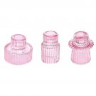 pink_3pcs Candlestick Holders Minimalist Glass Candle Holder Romantic Dining Table Candle Holder Bas