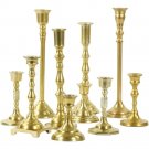 Gold_Gold Mixed Taper Holders, Set of 10, Mismatched Candlesticks Set, Bohemian Decorative