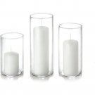 ,Candle Holders,Set of 36 Slim Pillars and Cylinder Vases - White,Home Decor
