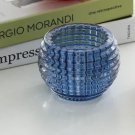 2 pieces Blue_2Pack Round Tealight Candle Holders Romantic Crystal Glass Candlestick Dinner Table De