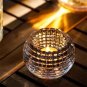 2 pieces Blue_2Pack Round Tealight Candle Holders Romantic Crystal Glass Candlestick Dinner Table De