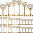 Gold-36pcs_18 Pieces Crystal Candle Holder Bulk Candle Stick Holder Center Decoration Table Wedding 