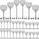 Silver-36pcs_18 Pieces Crystal Candle Holder Bulk Candle Stick Holder Center Decoration Table Weddin