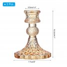 Diamond Taper Amber_3/6pcs Glass Candlestick Holders Clear Diamond Taper Vertical Stripe Taper Candl