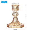 Stripe Taper Amber_3/6pcs Glass Candlestick Holders Clear Diamond Taper Vertical Stripe Taper Candle