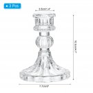 Stripe Taper Clear_3/6pcs Glass Candlestick Holders Clear Diamond Taper Vertical Stripe Taper Candle
