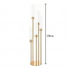 5 Heads_10pcs 5/8 Heads Metal Candelabra Candle Holders Road Lead Table Centerpiece Gold Candelabrum