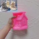 Pink_Cute House Candle Silicone Mold Gingerbread Home Plaster Gypsum Mould Icing Mansion Silicone Mo