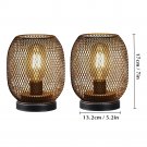 2Pcs A_2Pcs Metal Cage Table Lamp Round Shaped LED Lantern Battery Powered Cordless Lamp for Wedding