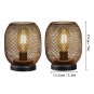 2Pcs A_2Pcs Metal Cage Table Lamp Round Shaped LED Lantern Battery Powered Cordless Lamp for Wedding