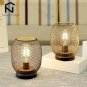 2Pcs A_2Pcs Metal Cage Table Lamp Round Shaped LED Lantern Battery Powered Cordless Lamp for Wedding
