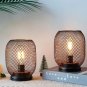 2Pcs C_2Pcs Metal Cage Table Lamp Round Shaped LED Lantern Battery Powered Cordless Lamp for Wedding