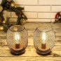 2Pcs C_2Pcs Metal Cage Table Lamp Round Shaped LED Lantern Battery Powered Cordless Lamp for Wedding