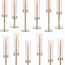 Gold-Short-12pcs_Gold Hurricane Candle Holder,Modern Stick Candle Holder with Glass Chimney,Fireplac