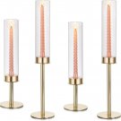 Gold-Short-6pcs_Gold Hurricane Candle Holder,Modern Stick Candle Holder with Glass Chimney,Fireplace