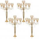 Crystal Candelabra Centerpieces for Tables 29.5 Inch 4 Pcs Gold Candle Holders for Table Centerpiece