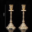 B Large Gold 2pcs_2pcs Retro Candlestick Gold Silver Candle Holder Wedding Centerpieces Candle Holde