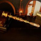 RED_Church Handheld Candle Stick Holder Gold Plated Colorful Painting Candlelight Stand for Orthodox