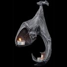 Light Grey_Bat Wall Tealight Holder Halloween Candlestick Bat Statue Garden Hanging Candlestick Ligh