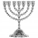 Silver_Holder Menorah Branch Stand Metal Chanukah Hanukkah Jewish Candelabra Candlestick Vintage Tab