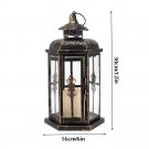 1PC black with gold_Vintage Candle Holder Lantern Metal Decorative Lantern Lantern Hanging Candlesti