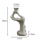 B_Nordic Muse White Flower Ceramic Candlestick Holder, Beauty Finger Candlestick, Desktop Decoration