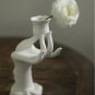 B_Nordic Muse White Flower Ceramic Candlestick Holder, Beauty Finger Candlestick, Desktop Decoration