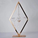 gold_Gold Metal Tall Diamond Table Centerpieces with Candle Holder, Wedding Backdrop Arch, Stage Dec
