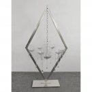 Silver_Gold Metal Tall Diamond Table Centerpieces with Candle Holder, Wedding Backdrop Arch, Stage D