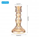 Amber_4pcs Glass Candlestick Holders Striped Gourd Taper Candle Holders for Table Centerpiece Weddin