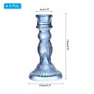 Blue_4pcs Glass Candlestick Holders Striped Gourd Taper Candle Holders for Table Centerpiece Wedding