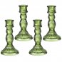 Green_4pcs Glass Candlestick Holders Striped Gourd Taper Candle Holders for Table Centerpiece Weddin