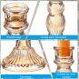 Green_4pcs Glass Candlestick Holders Striped Gourd Taper Candle Holders for Table Centerpiece Weddin