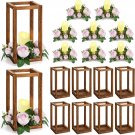 Light Pink Flower_30 Pcs Eucalyptus Wedding Lanterns Centerpiece Wooden Candle Holders Candles Rose 