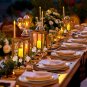 Light Pink Flower_30 Pcs Eucalyptus Wedding Lanterns Centerpiece Wooden Candle Holders Candles Rose 