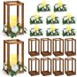 White Flower_30 Pcs Eucalyptus Wedding Lanterns Centerpiece Wooden Candle Holders Candles Rose for D
