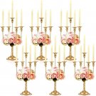 6 Pcs Gold Candelabra Candle Stand Metal Candlestick Holder 5 Arm Candelabra for Taper Candles for T