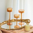 Amber_3pc Tealight Glass Candle Holder Set Wedding Table Centerpieces Home Decoration Candle Stand H