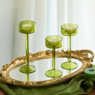 Green_3pc Tealight Glass Candle Holder Set Wedding Table Centerpieces Home Decoration Candle Stand H