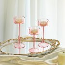 Pink_3pc Tealight Glass Candle Holder Set Wedding Table Centerpieces Home Decoration Candle Stand Ho