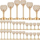 Gold_Shiny Candle Holder Home 36 Pieces Crystal Candle Holder Retirement Party Romantic Wedding Tabl