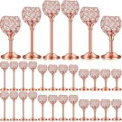 Rose Gold_Shiny Candle Holder Home 36 Pieces Crystal Candle Holder Retirement Party Romantic Wedding