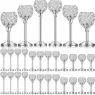 Silver_Shiny Candle Holder Home 36 Pieces Crystal Candle Holder Retirement Party Romantic Wedding Ta