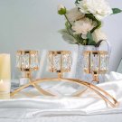 Golden_Glass Candle Holder 3 Arms Candelabra Wedding Table Ornament Silver Golden Candlelight Arch B