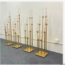 style C_4/5/10pcs 8 Heads Metal Candelabra Candle Holders Road Lead Table Centerpiece Gold Candelabr