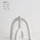 C_Nordic Creative Ceramic Candlestick White Candle Holders Water Pipe Modern Living Room Candle Stan