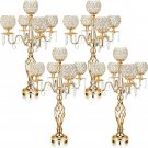 Gold_5-arm Crystal Wedding Candle Holder Centerpiece Decoration, 27 Inch High Crystal Candle Holder 