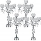 Silver_5-arm Crystal Wedding Candle Holder Centerpiece Decoration, 27 Inch High Crystal Candle Holde