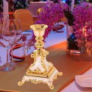 Gold White_Modern Zinc Alloy Candle Holder Dried Flower Vase Candlestick Centerpiece