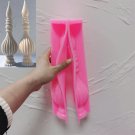 Pink_Tall Ribbed Pillar Candle Molds Geometric Abstract Decorative Soy Wax Mold Taper Spiral Silicon